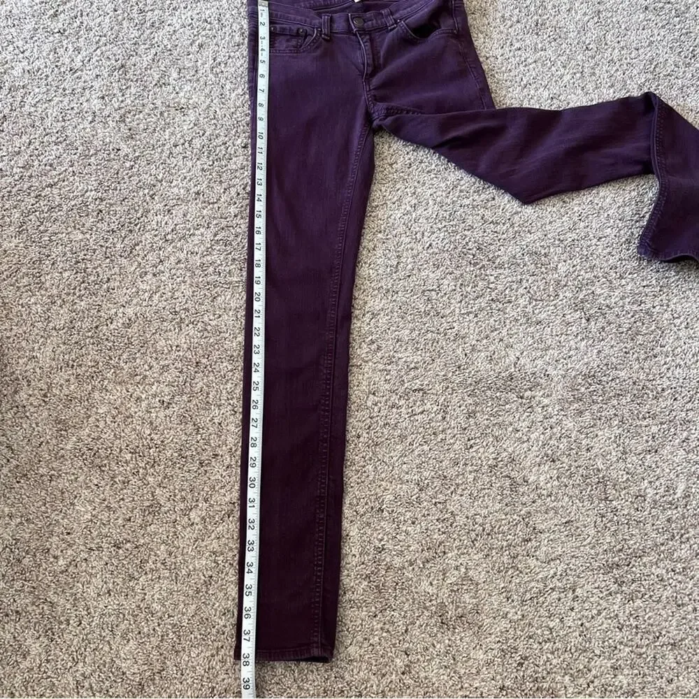 Rag & Bone The Skinny Jean Distressed Wine Zipper Fly Cotton Blend Low‎ Rise